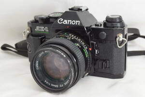 I★通電・シャッターOK CANON キヤノン AE-1 後期型 CANON LENS FD F1.4 50mm 単焦点レンズ コンパクトフィルムカメラ ボディ レンズセット