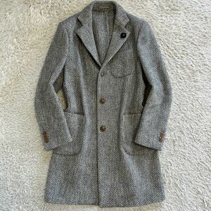 ultimate beautiful goods!! Lardini [ overflow feeling of luxury ]LARDINI Chesterfield coat long coat 46 Mb-tonie-ru herringbone wool gray men's 