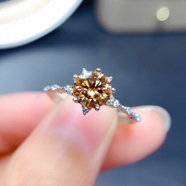 CZダイヤモンド リング 指輪 925シルバー フリーサイズ 婚約 プレゼント ジュエリー パーティ 6.5mm 1カラット