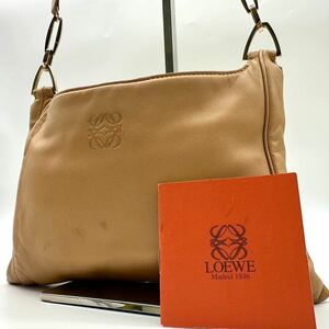 333 廃盤 入手困難モデル● LOEWE ロエベ アクセサリーポーチ ショルダーバッグ エンボス アナグラム ロゴ チェーン ナッパレザー ラム 羊