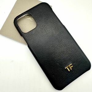 498 激レア 入手困難● TOM FORD トムフォード iPhone アイフォーン 携帯 レザーケース 11pro ロゴ ゴールド金具 ブラック メンズ 本革