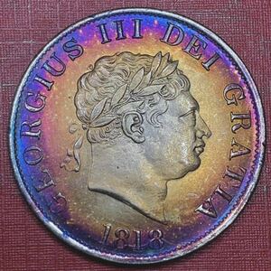 古銭 イギリス1818年 ジョージ三世 記念硬貨　王冠　イーグル コイン　大型　銀貨