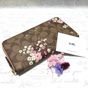 【送料無料】 新品 35200円 レシート タグあり COACH コーチ 29931 SV/PINK 長財布 フローラル 花柄 ピンクマルチ♪プレゼントに♪ 03の画像1