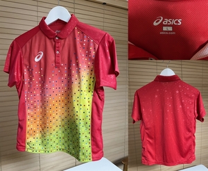 【激安1点のみ 国内正規品】asics アシックス JTTA 日本卓球協会公認 卓球 ポリエステル 半袖 ゲームシャツ レディース L レッド系 XK2009