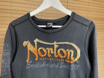 【激安 国内正規品】Norton ノートン コットン 両面 刺繍 ロゴ 長袖 Tシャツ カットソー ロンT M グレーがかったブラック系 33N1111-A_画像4