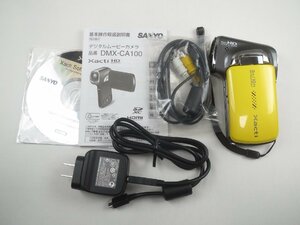 ♪SANYO サンヨー デジタルムービーカメラ Xacti ザクティ DMX-CA100 イエロー 2010年製♪動作OK 中古品