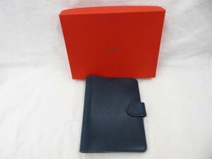 ◆◆革 本革 レザー システム手帳カバー 栃木レザー ネイビー◆USED品 M4167