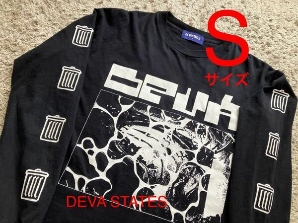 メンズS 黒　長袖Tシャツ　DEVA STATES ディーヴァ ステイツ 黒× 白プリント