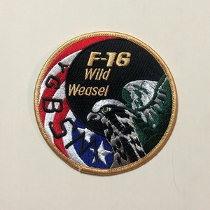 米空軍 F-16 WILD WEASEL パッチ (ふち金・翼=グリーン)