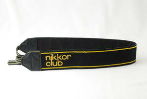 ☆Nikon ニコン nikkor club ニッコールクラブ カメラ ストラップ 黒色(ブラック)×黄色(イエロー) 刺繍文字 ショルダー Camera strap☆