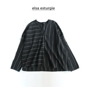 536*イエナ購入 elsa esturgie ウールコットン デザインシャツ.