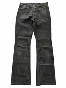 00s Japanesese label rip Van winkle fade damage flare pants denim archive japan brand vintage sick lether belt