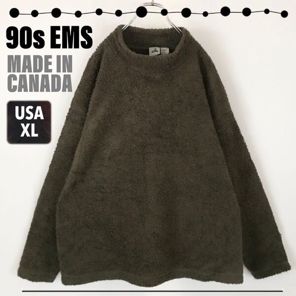 90sカナダ製★EMS イースタン マウンテン スポーツ/イームス★モックネック プルオーバー ★ボアスウェット★USAメンズXL