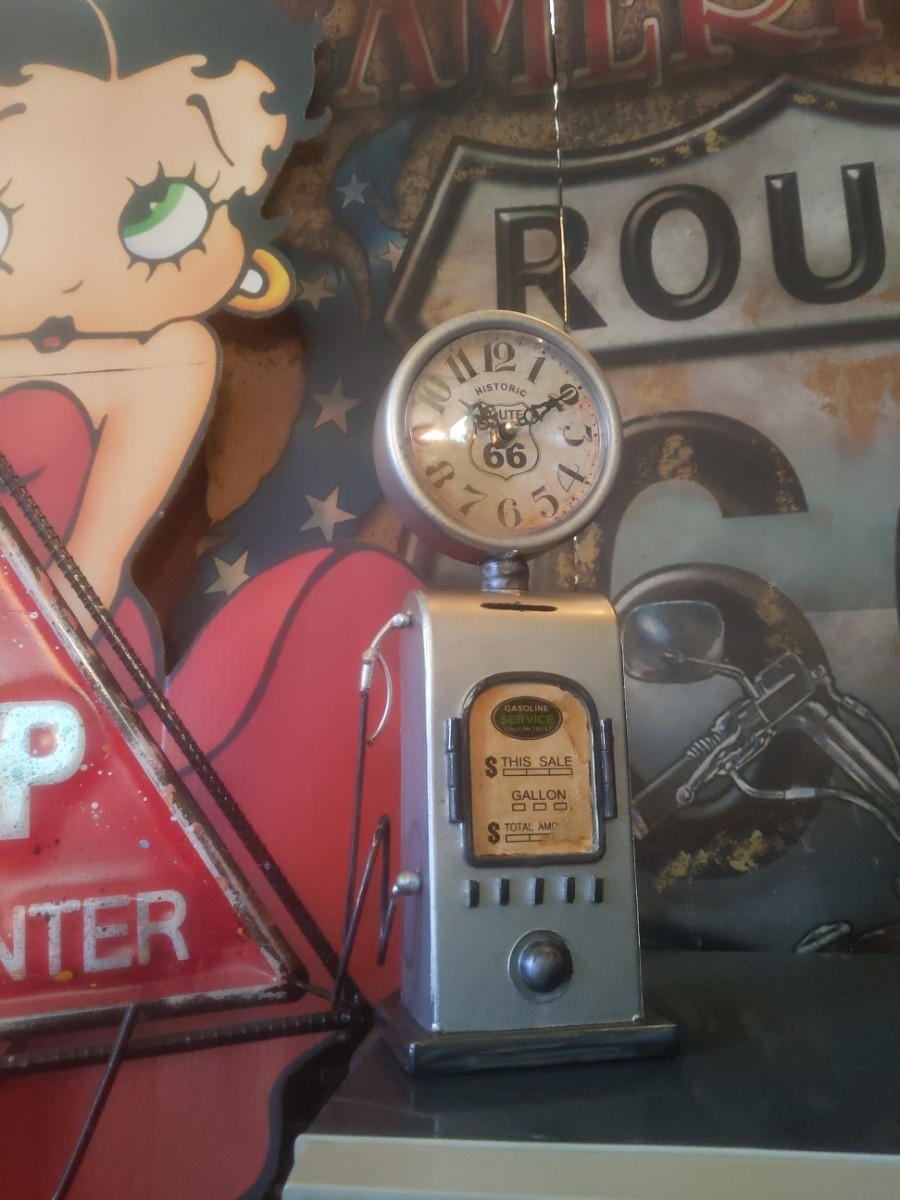 American goods Gas pump Table clock & Piggy bank Garage goods ⑤ #Money bank #500 yen coin savings #Route 66 #Gasoline pump type #ROUTE66 #GULF, Handmade items, interior, miscellaneous goods, others