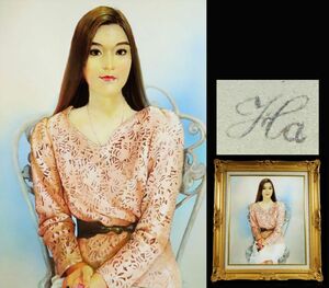 Art hand Auction 츠치노 스스무 ◆ 소녀(빨간 장미를 들고 있는 여성상) ◆F10 ◆진품보장 [WS③ww], 삽화, 그림, 파스텔 페인팅, 크레용 그림