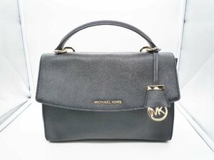 ■MICHAEL KORS マイケルコース ハンドバッグ フラップ レザー ブラック 黒 ゴールド金具■/A