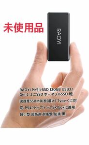 RAOYI 外付けSSD 120GB USB3.1 Gen2 ポータブルSSD 転送速度550MB/秒(最大) Type-Cに対応 PS4/ラップトップ/X-boxに適用 超高速 防滴 黒