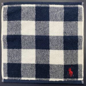 手触り抜群!新品Tag付RALPH LAURENラルフローレン ツカモト正規品VintageカントリーチェックPONY刺繍ミニタオル ハンドタオル ハンカチ約26