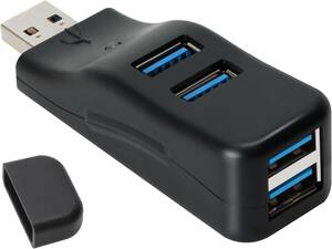 USB 3.0ハブ 4ポート スプリッター LED付き コンボハブ 超小型 バスパワー ミニUSBポート 高速データ転送 軽量 携帯便利 直挿し コンパクト