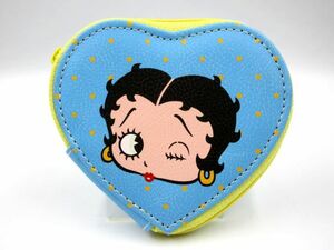 ■BETTY BOOP ベティブープ ポーチ ブルー系 レディース レトロ ヴィンテージ 化粧ポーチ ベティちゃん 女性用 ハート キャラクターグッズ