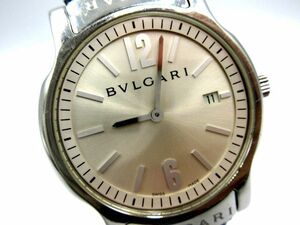 ■稼働品(詳細は商品説明欄にて) BVLGARI ブルガリ ソロテンポ 腕時計 クォーツ ST35S 2針 ブランド品 白文字盤 社外ベルト 腕回り15-18㎝