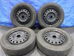 【宮城 塩釜発】中古 タイヤ・スチールホイールセット 純正品 155/65R13 4J PCD100 ダンロップ EC202 2022年06週 9分山 ※個人宛発送不可