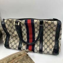 1円 GUCCI 5点セット GG シェリーライン ハンドバッグ トートバッグ ボストン ポーチ グッチ キャンバス レザー まとめ_画像3