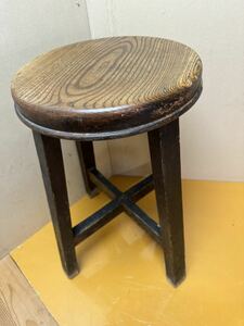 時代物　丸椅子 昭和レトロ 木製 スツール　椅子