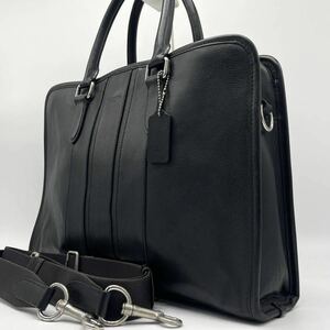 1円〜【美品 定価10万超】COACH コーチ ボンド ブリーフケース ビジネスバッグ 2way レザー 本革 斜め掛け ショルダー トート A4 PC メンズ