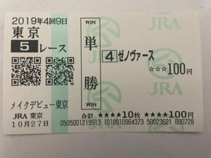 ゼノヴァース　メイクデビュー東京　現地ハズレ単勝馬券