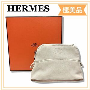 一点物 正規品 エルメス　ボリードポーチ ミニミニ ベージュ 送料無料 HERMES H刺繍ロゴ ポーチ