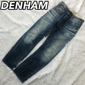 訳あり DENHAM デンハム CUTTER＋ カッター セルビッチデニムパンツ ジーンズ パン ズボン W29 S相当 男性 メンズ ブルー 青色