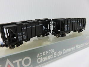 カトー　186-0105　AC&F 70t　Closed Side Coverd Hopper　C&O　#1　2車輌セット　貨物　良品　KATO　 10