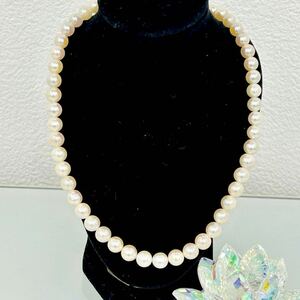 【美品】パール 本真珠 シルバー刻印 ネックレス 約7.0㎜ 42㎝ パールネックレス 