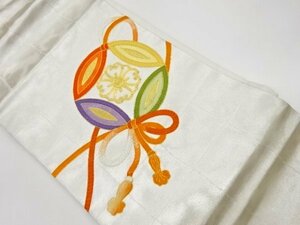 宗sou 金駒刺繍七宝に束ね紐模様名古屋帯【リサイクル】【着】