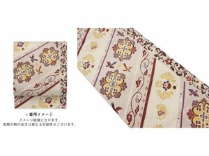 ys6925489; 宗sou 斜め縞に華紋・花鳥・葡萄唐草模様織出し洒落袋帯【着】