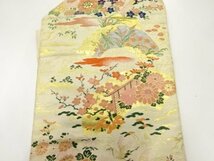 ys6929767; 宗sou 地紙に花鳥模様織出し名古屋帯（材料）【アンティーク】【着】_画像2