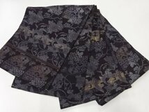 ys6931720; 宗sou 扇に鶴・草花模様織出し丸帯（材料）【アンティーク】【着】_画像8