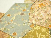 078122# 【1円～】切り嵌め菊・萩・草花模様織り出し名古屋帯_画像6