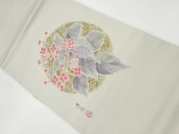 ys6935366; Sou Sou Trabajo del artista, cresta redonda dibujada a mano con estampado floral y de hojas Nagoya obi [vistiendo], banda, Nagoya Obi, Confeccionado