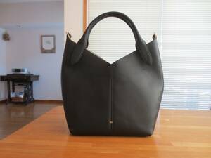  price cut * use 1 times beautiful goods * postage included! Anya Hindmarch / original leather tote bag black cloth sack attaching 