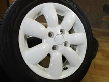 溝有り スズキ ラパン HE22S 純正 ホワイト ホイール タイヤ 4本 14インチ 155/65R14 2022年/2021年製造 HE33S ワゴンR スペーシア アルト_画像3