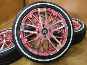 軽四 R-PRIDE 和道 桜 ホイール ホワイトリボン タイヤ 新品 4本 15インチ 165/55R15 2022年 キャスト キャンバス N-ONE サクラ デイズ ek