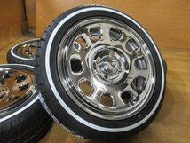 軽バン IRON HEAD デイトナ クローム ホイール ホワイトリボンタイヤ 新品 4本 15インチ 165/55R15 キャリィ エブリイ アトレー ハイゼット_画像2