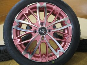 軽四 R-PRIDE 和道 桜 ホイール タイヤ 新品 4本 15インチ 165/55R15 2023年 ワゴンR スマイル ラパン キャンバス N-BOX サクラ デイズ 他