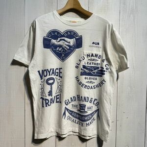 グラッドハンド GLADHAND＆Co. 伊勢丹限定 シェイクハンド ポケット プリント 半袖 Tシャツ(L)ホワイト