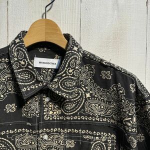 ミヤギヒデタカ MIYAGIHIDETAKA BANDANA Shirts バンダナ ショートスリーブシャツ ペイズリー半袖シャツ(FREE)ブラック