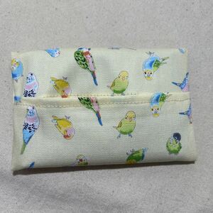 ティッシュ1個付/ポケットティッシュケース/ハンドメイド/インコ2