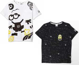  Puma Mini on z collaboration Kids short sleeves T-shirt 2 pieces set 128 white black white black Minions for children man and woman use Junior postage 370 jpy 