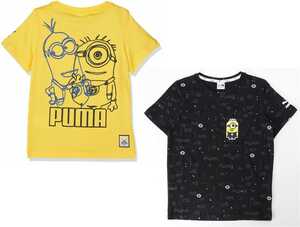  Puma Mini on z collaboration Kids short sleeves T-shirt 2 pieces set 128 yellow black Minions for children man and woman use Junior postage 370 jpy 